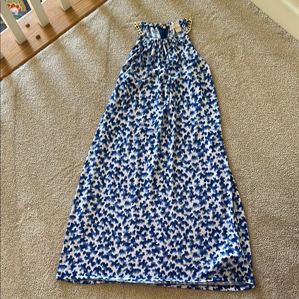Stylish Blue Patterned Kids Dress